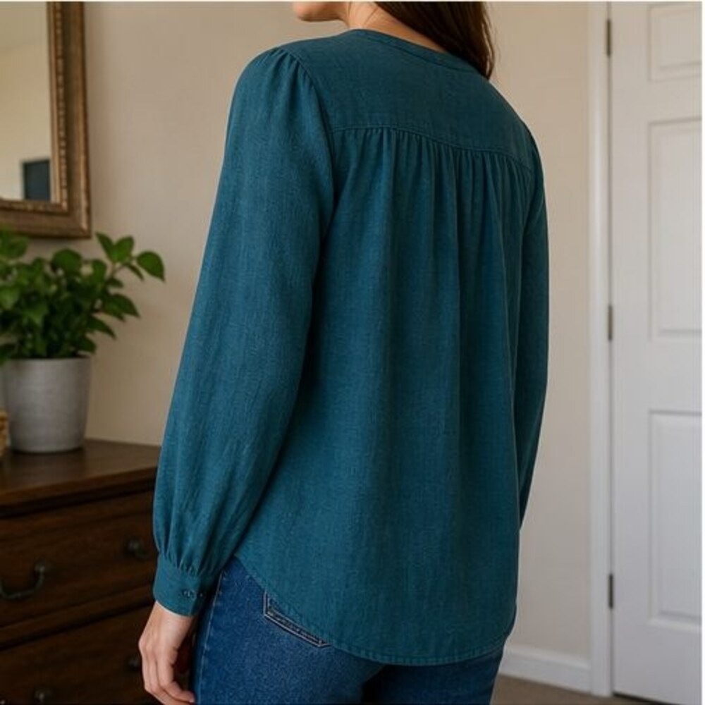 Teal Ruffle Blouse - Picture 3 of 6